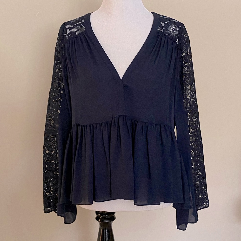 Elizabeth and James navy blue silk top
